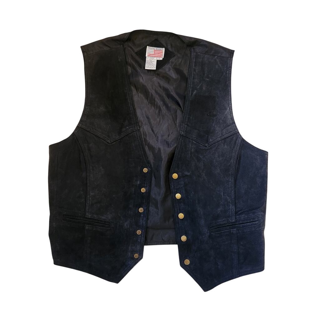 Vintage Leather Vest Original Marines size L
